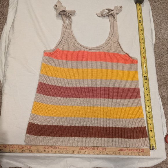 Gap Size L striped sweater tank with shoulder ties - Picture 1 of 7